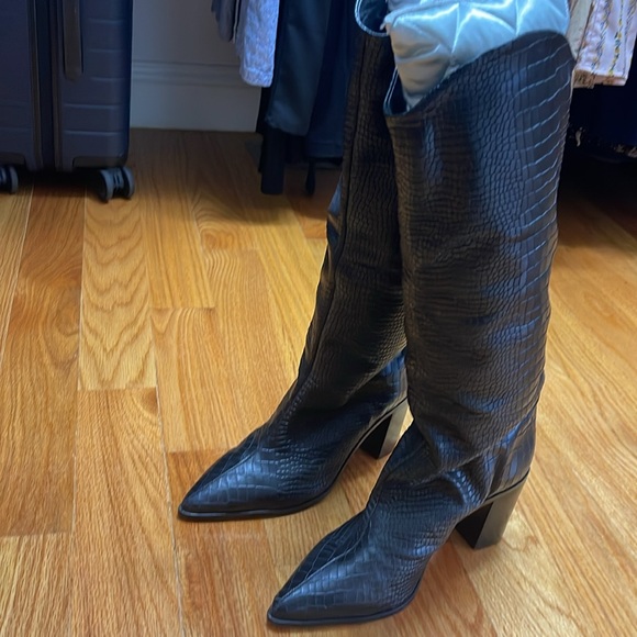 Shutz tall black croc embossed boot. - Picture 3 of 4